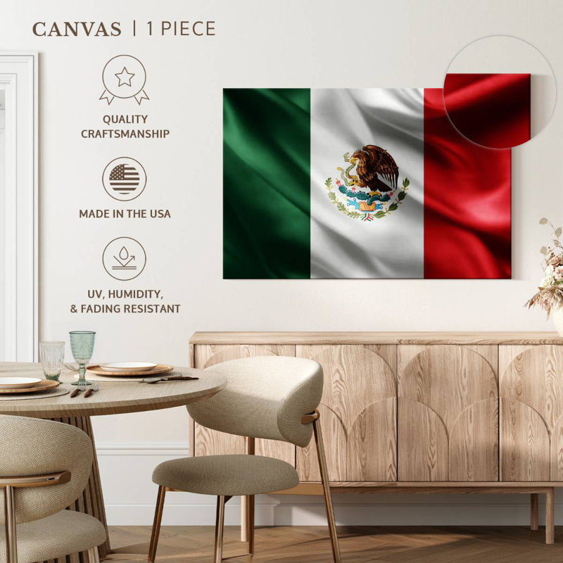 Borges Silk Mexican Flag, 34" H x 51" W