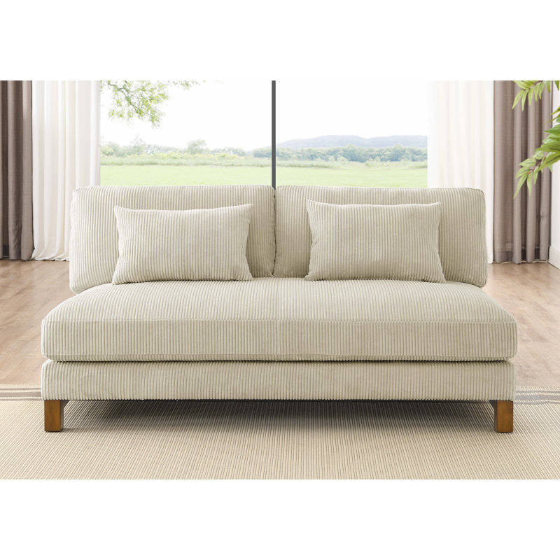 Jadean 69" Armless Loveseat, Beige Corduroy