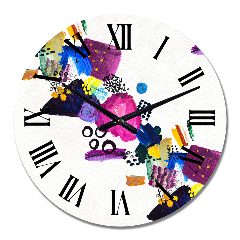 Multicolore motif de peinture sans soudure I - horloge murale moderne, Surdimensionné