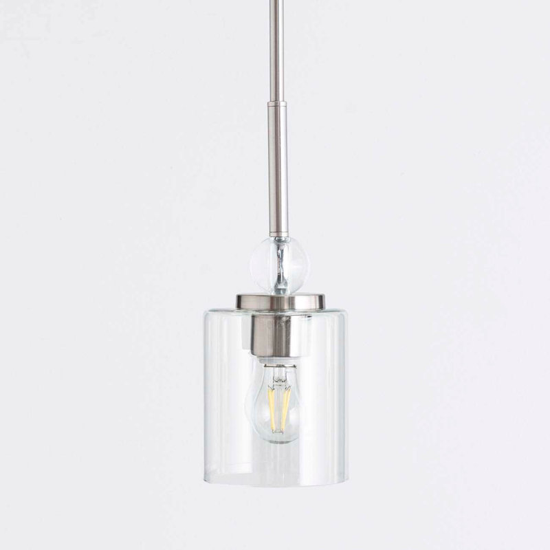 Luminaire suspendu cylindrique simple Achillefs, Nickel brossé