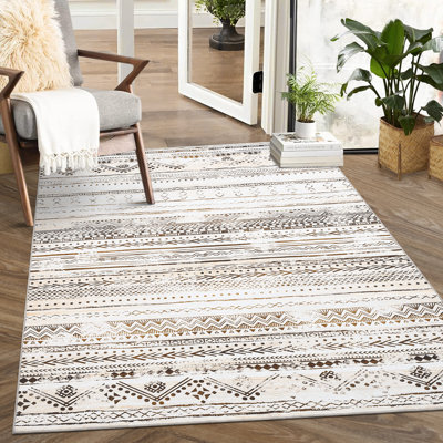 Washable Striped Indoor Rug