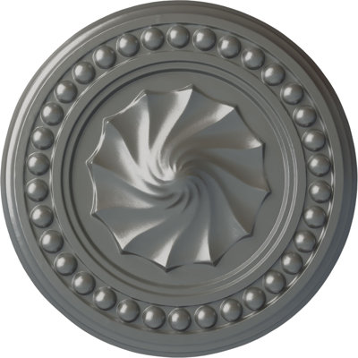 Endurathane Foster Shell Ceiling Medallion, 15 3/4"OD x 2"P (Fits Canopies up to 9 5/8"), Hand-Painted Silver Finish