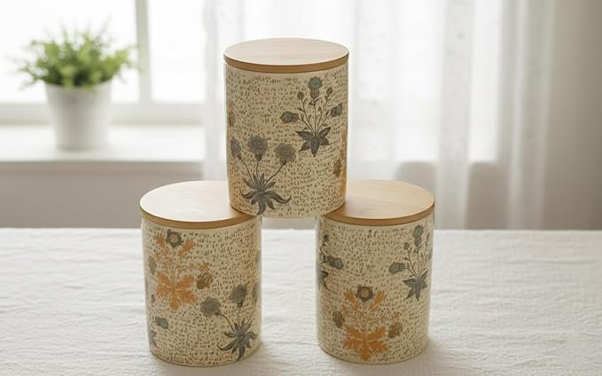 Ceramic / Porcelain Coffee, Tea, & Sugar Jar Sets Jar Canister - Set of 3