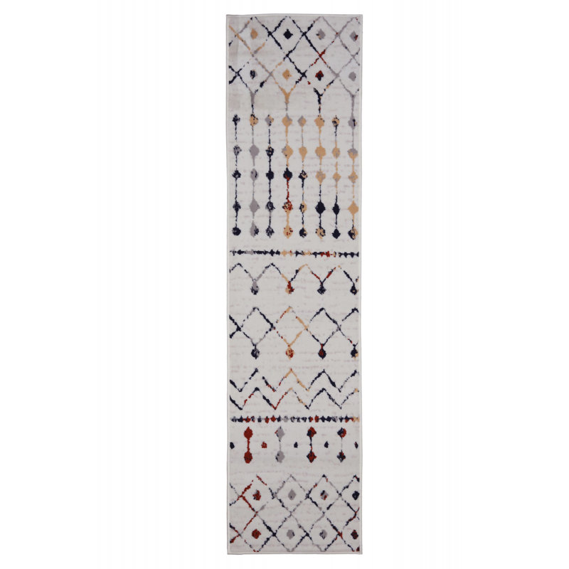 Tapis ivoire / gris / orange Chariton, Tapis de couloir 2 pi x 8 pi