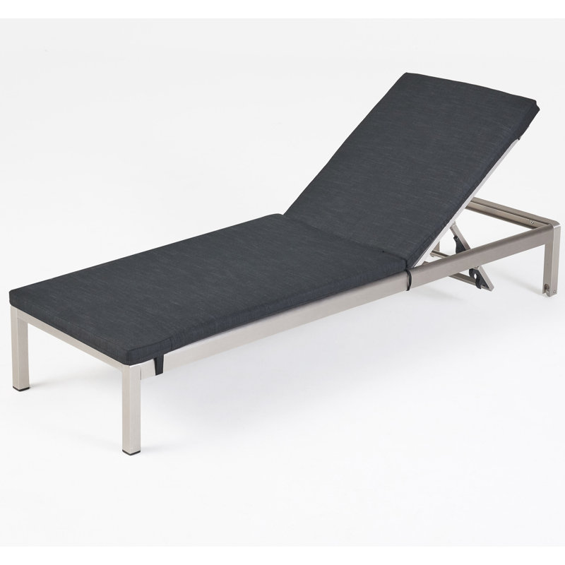 Hovie Outdoor Single chaise with Cushions, Dark Gray