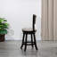 Tabouret pivotant à dossier à lattes de 24 po de hauteur comptoir, finition espresso, siège en tissu beige-1080185719-1080185674