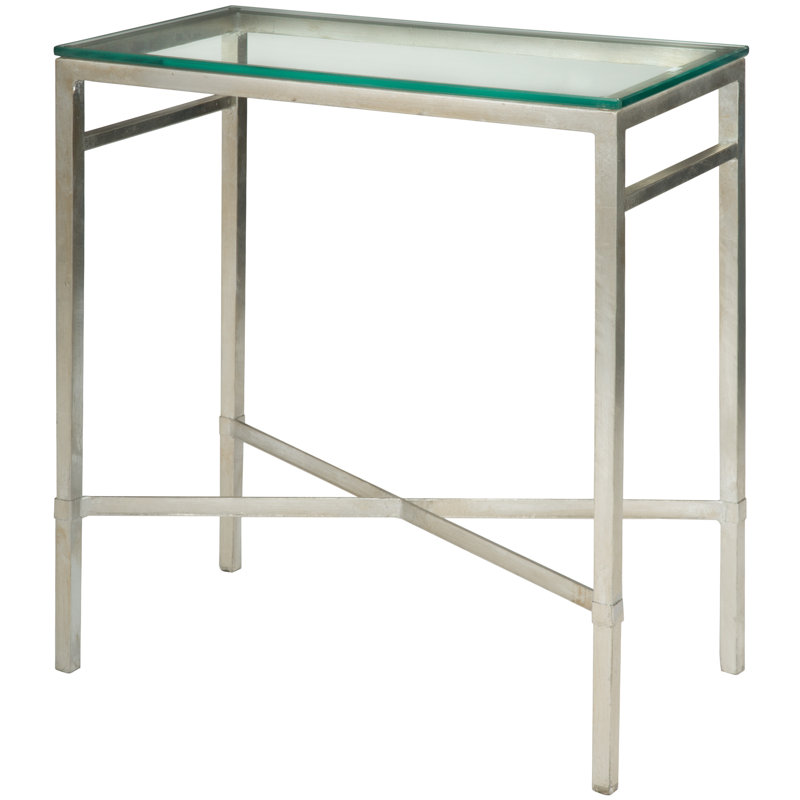 Vera Glass End Table, Antique Silver Gilt