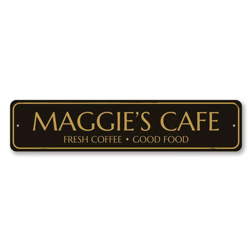 Enseigne de café personnalisée en aluminium, H 6 po x l 24 po x P 0,063 po