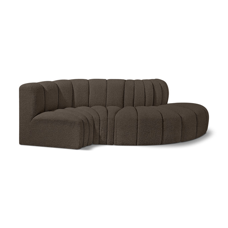 Houssam Upholstered Curved Sectional Reversible, Brown Boucle Fabric