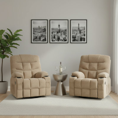 Fauteuil inclinable et pivotant à 360 °, fauteuil inclinable manuel simple avec porte-gobelets