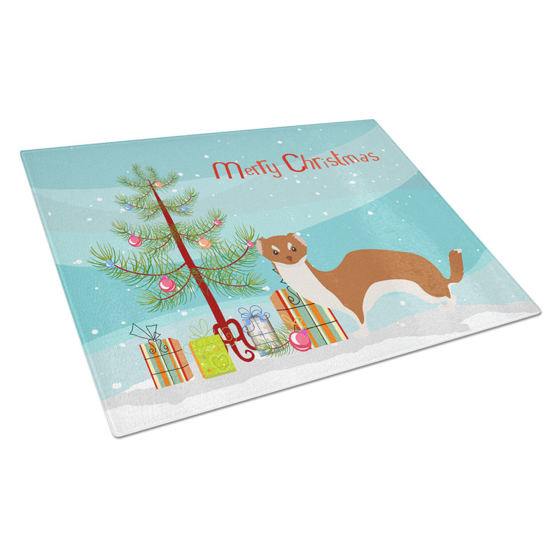 Caroline's Treasures Tempered Glass Weasel Christmas Cutting Board