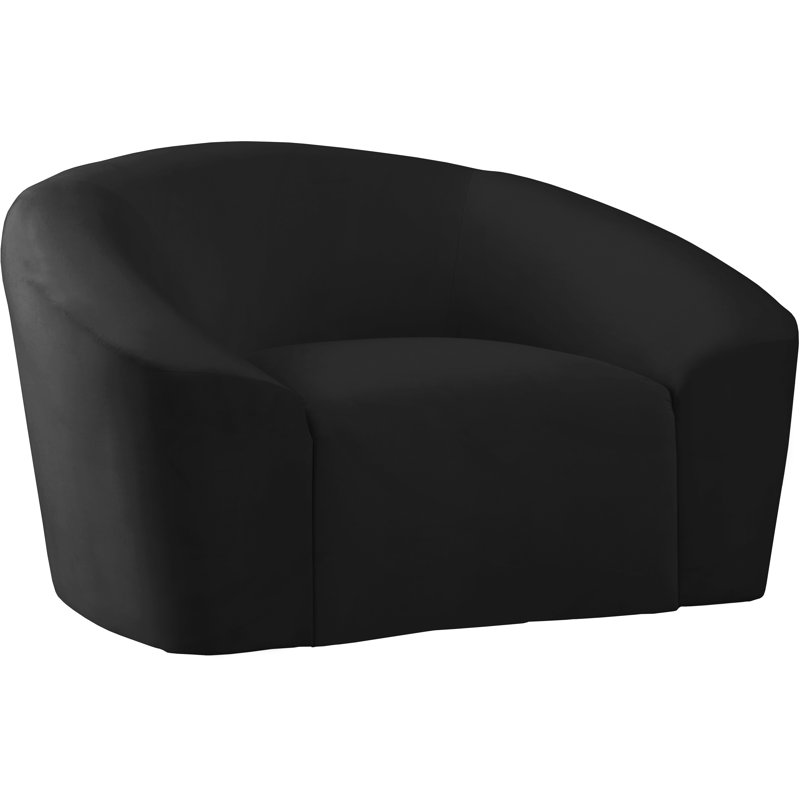 Fauteuil demi-tonneau en velours Alaw, Velours noir