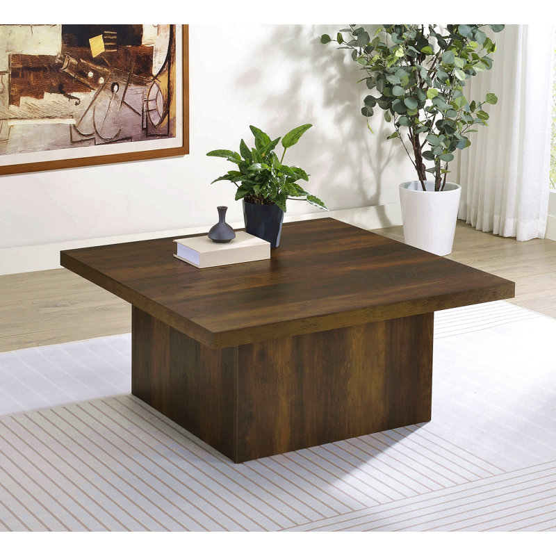 Table basse carrée en bois d'ingénierie, pin foncé