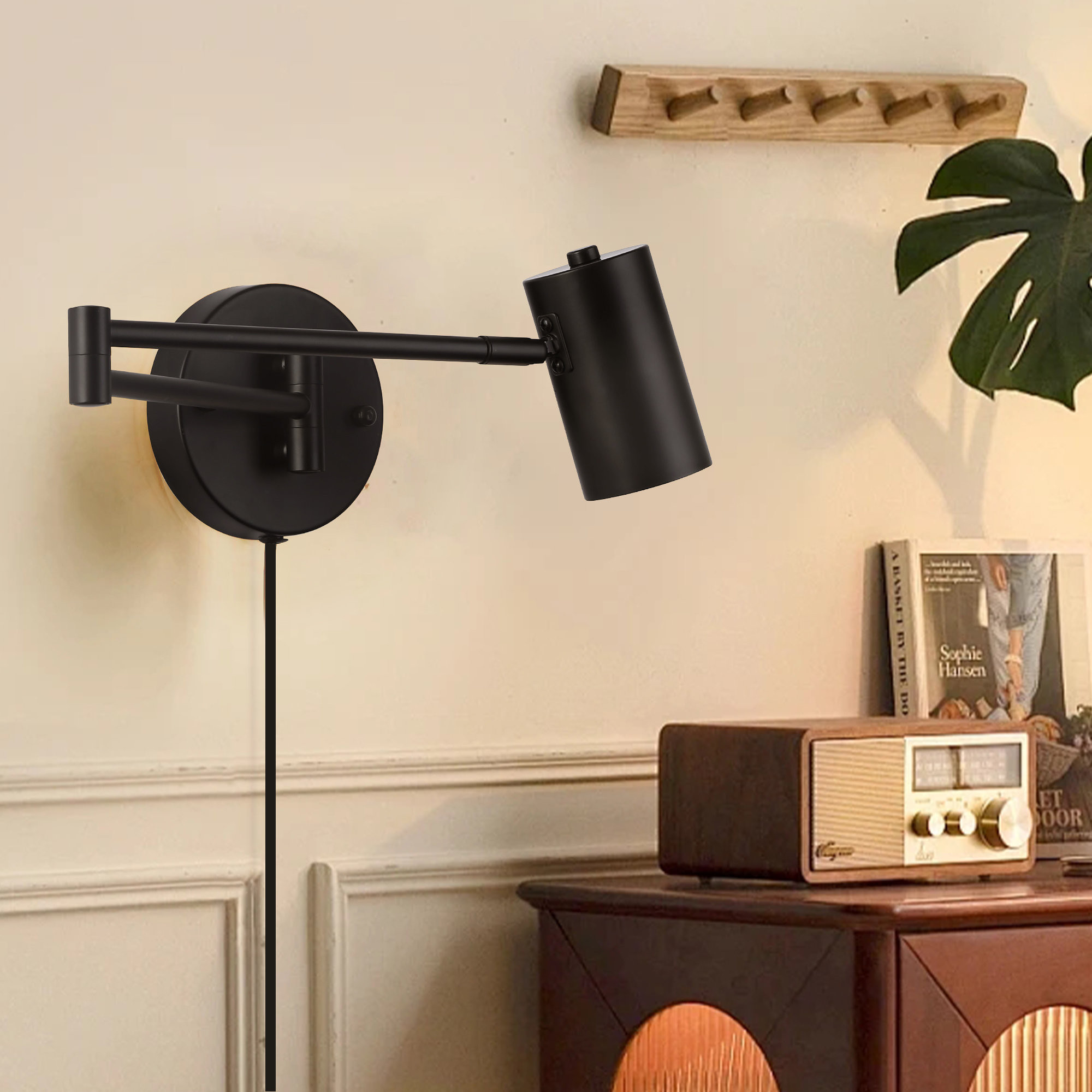 Ebern Designs Modern Black Swing Arm Wall Sconces Plug In - Wayfair Canada