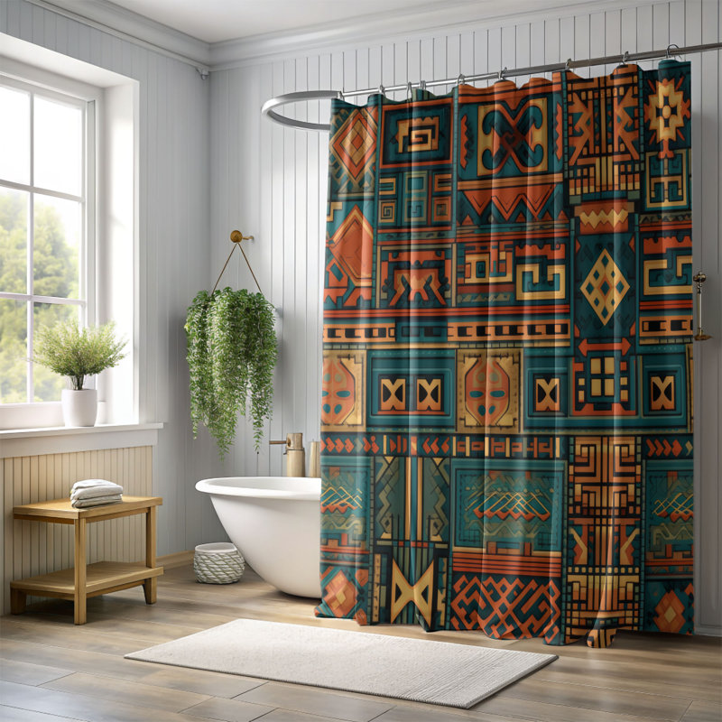 Native Patterns - Rideau de douche Premium, H 74 po x l 71 po