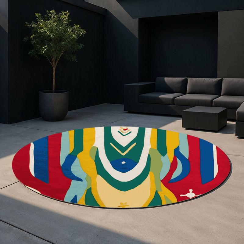 Spirited Jive Indoor And Outdoor Area Rug, Round 5'