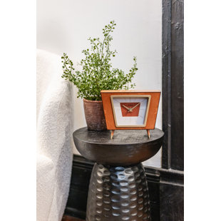 Horloge de table analogique avec mouvement à quartz et cristal en bois jaune moyen