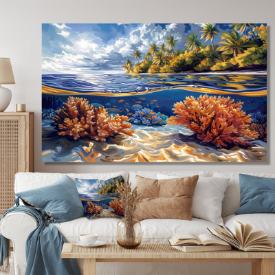 Impression d'art mural brun et bleu grande barrière de corail III - corail
