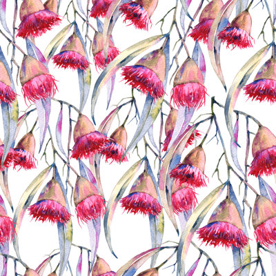 Volo Branch Of Gum Flowers by Luchioly - Wrapped Canvas Print