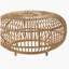 Table basse de table d'appoint en faux rotin bohémien pour utilisation intérieure et extérieure, table d'appoint ronde fabriquée à la main pour le salon, le patio, le jardin, brun clair