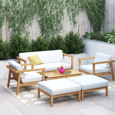 Ensemble de patio extérieur en teck 6 pièces Modway Bayport