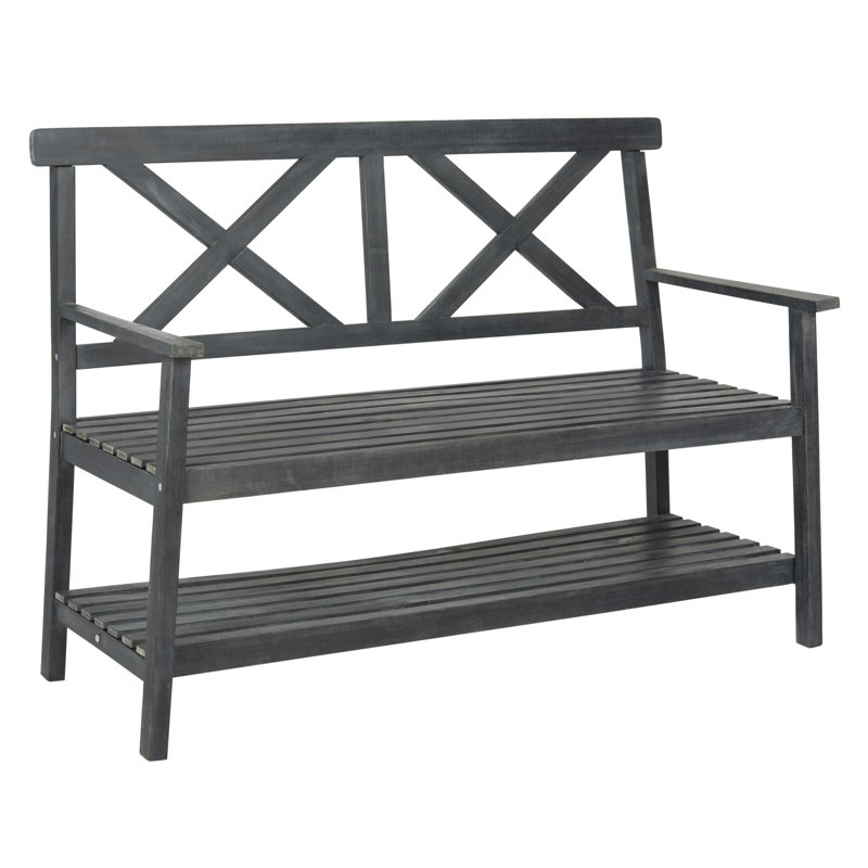 Banc de jardin en bois Elodie, Gris ardoise foncé
