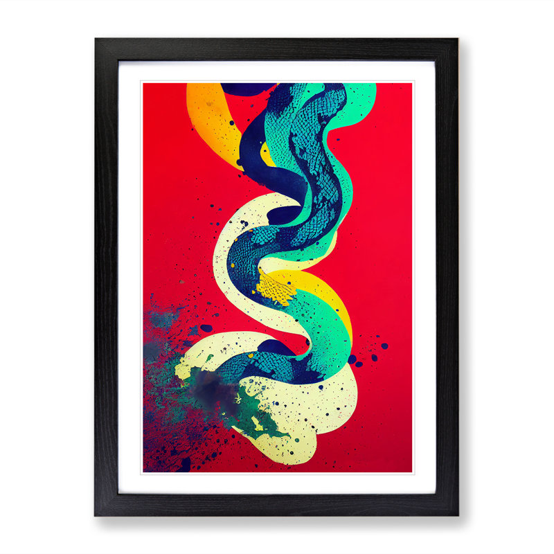 Snake Splash - Single Picture Frame Print, 64cm H x 46cm W x 2cm D, Black