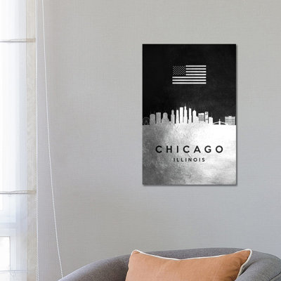 Chicago Illinois Silver Skyline by Adrian Baldovino - Wrapped Canvas Print