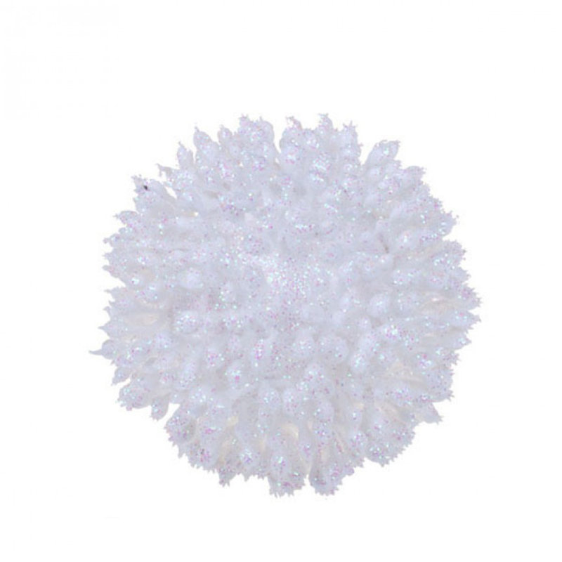 8cm Bauble, White and Iridescent