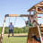 Backyard Discovery Endeavor Cedar Wood Swing Set with Wave Slide, Play Deck, Double Rock Wall, and Rope Ladder