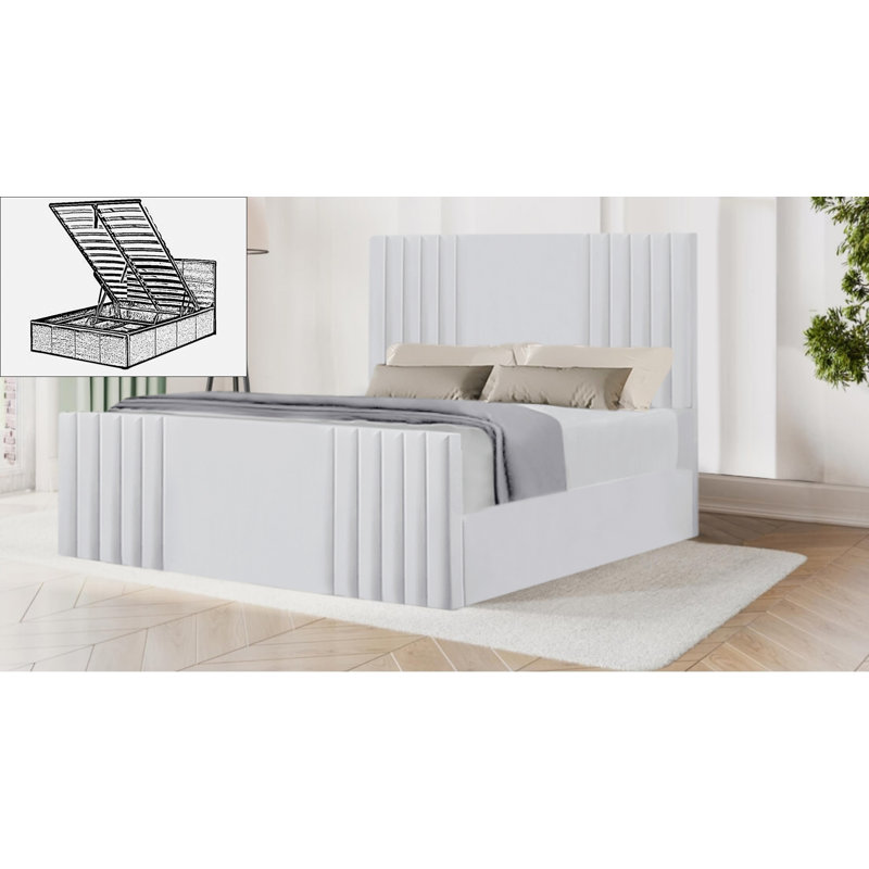 Bellissa Upholstered Ottoman Storage Bed, Small Double (4'), White