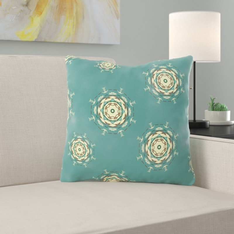 Coussin décoratif circulaire Dinkins, Bleu, Intérieur
