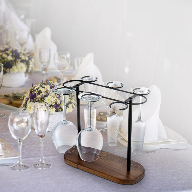 6-Slot Tabletop Metal Wine Glass Holder
