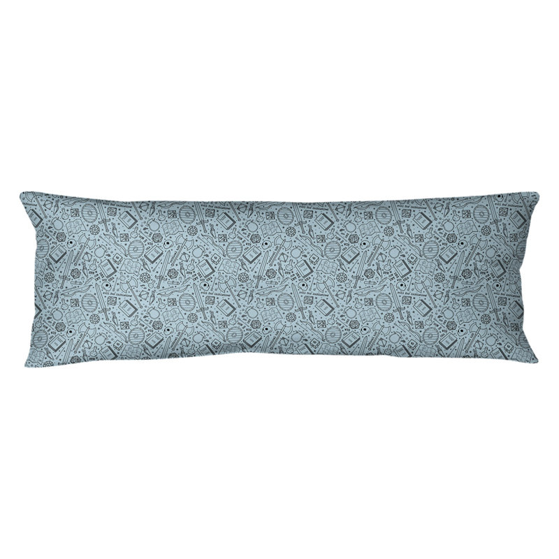 Coussin de corps en polyfill Valerton, Aaden, Bleu / Noir