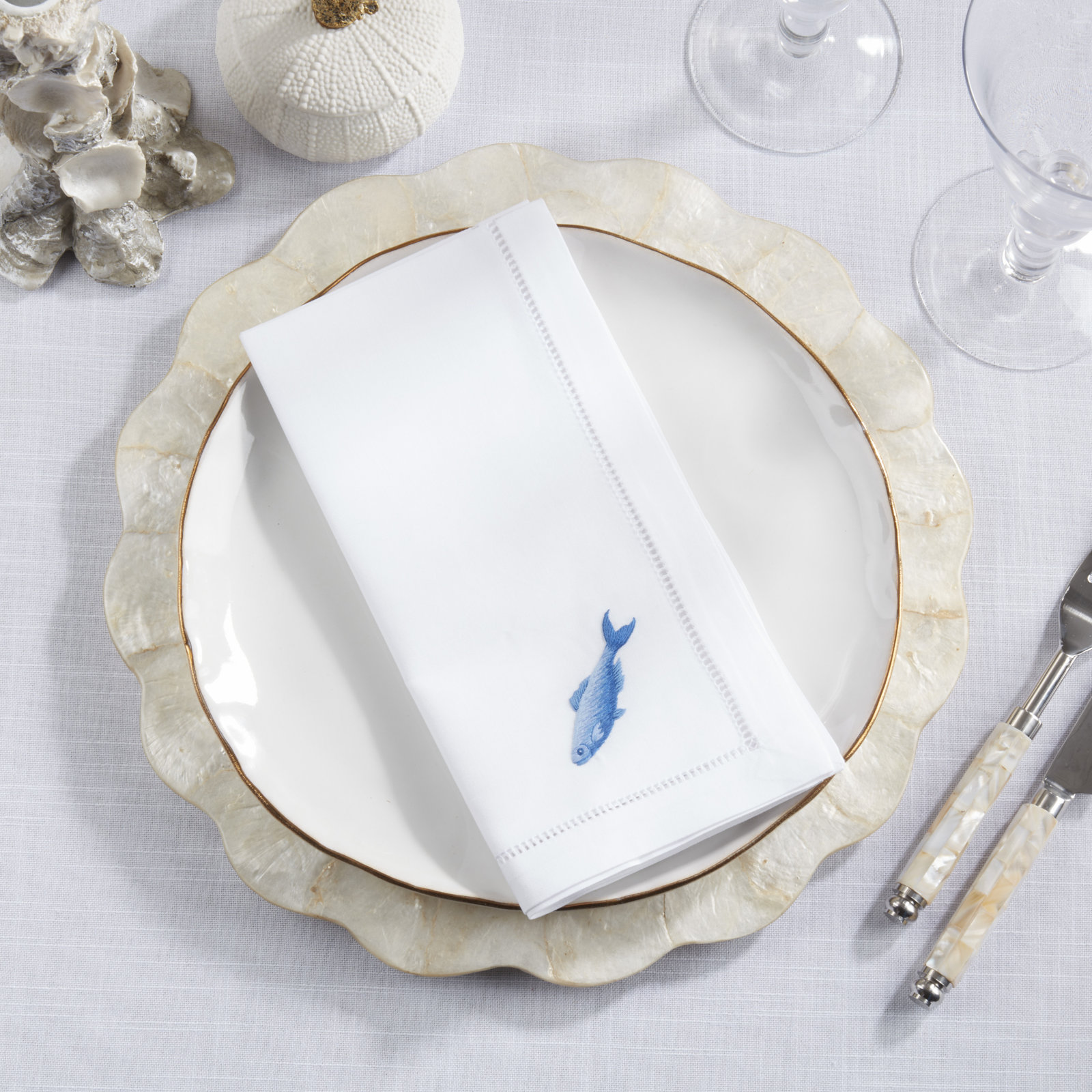 Embroidered Fish Cotton Napkin