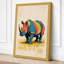 Patchwork Rhinoceros Boho - Wrapped Canvas-432722913-432722923