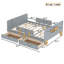 Lit plateforme double avec tiroirs de rangement, structure de lit en bois massif avec garde-corps, petite tablette et crochets, aucun sommier nécessaire, gris-1862001523-1862001520
