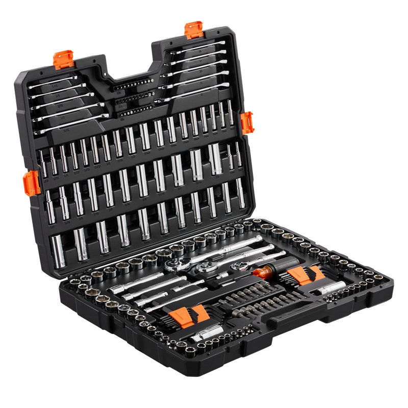 VEVOR Mechanics Tool Set and Socket Set, 1/4" 3/8" 1/2" Drive Deep and Standard Sockets
