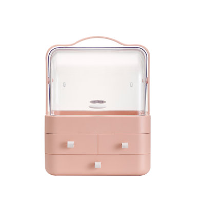 Froppi Multi-Purpose Makeup Organiser Pink Plastic Storage Box with 3 Drawers L26.5 W18.2 H34.7 cm