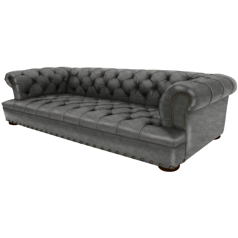 Leather Sofa, French Dark Walnut, 109-12, Croc Gator Brown