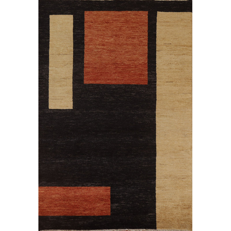 Tapis unique en laine noué à la main 5 pi 1 po x 6 pi 9 po nouvel âge Burg