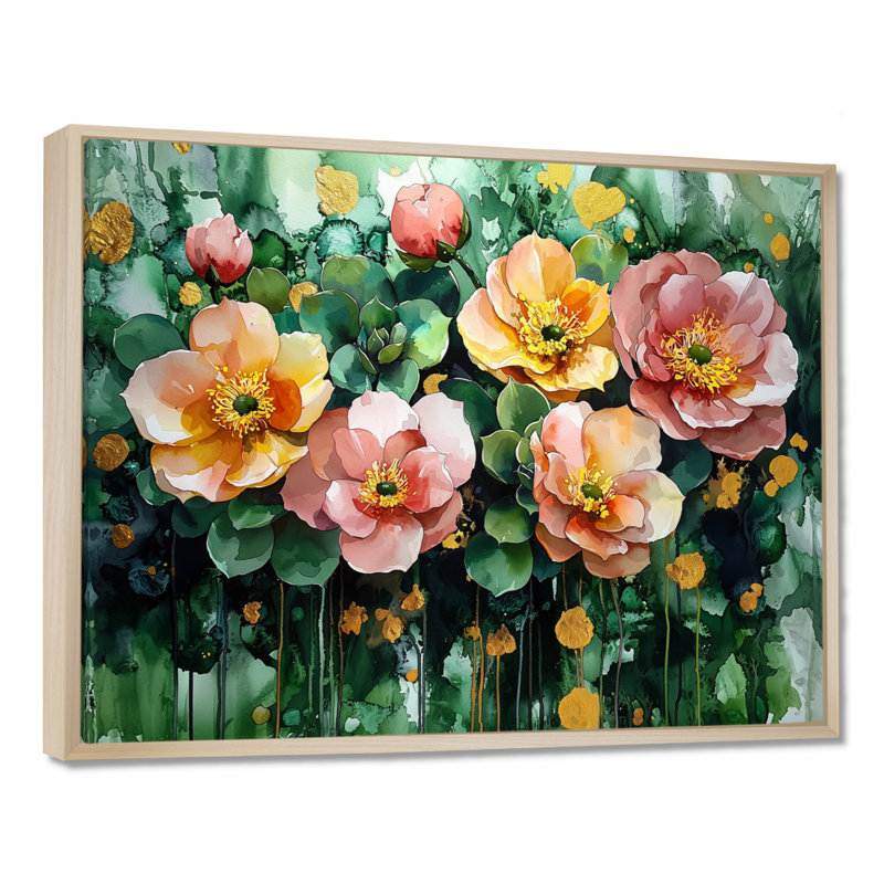 Printemps plante grasse dans l'aride - reproductions de plantes grasses encadrées, H 30 po x l 40 po, Crème, crème