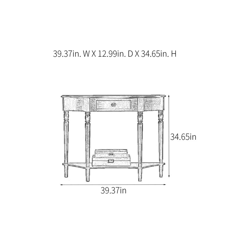 Console campagne rétro, H 34,65 po x l 39,37 po x P 12,99 po