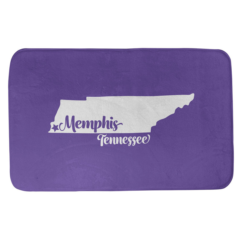 Tapis rectangulaire antidérapant pour salle de bain, L 17 po x L 21 po, Mauve, Memphis, Tennessee
