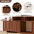 Mid-century Modern Brown Entertainment Center With Storage And Carved Geometric For 65/75/85/95/100 Inch TV, Include Wooden 62.9-98.4 Inch Expandable TV Stand And 2 Glass Display Cabinet Set Media Console For Living Room