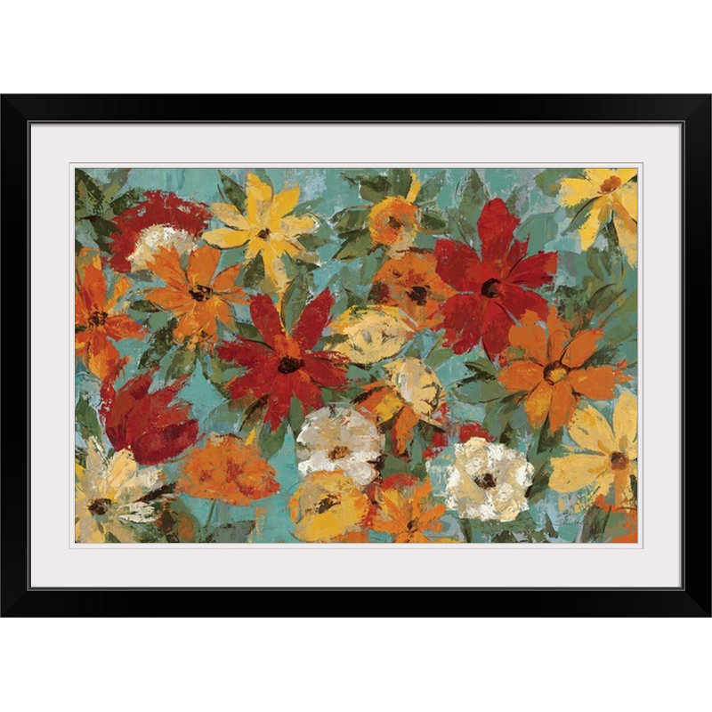 «Bright Expressive Garden» par Aniessa, reproduction d'art, H 20 po x l 26 po x P 1 po, Cadre noir