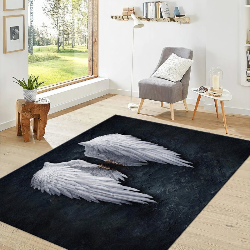 Tapis imprimé floral à motif médaillon en matériau doux non tissé pour rehausser le décor intérieur, Rectangle 5'3" x 7'7"