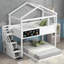 Lit superposé House avec escalier et rangement-751727122