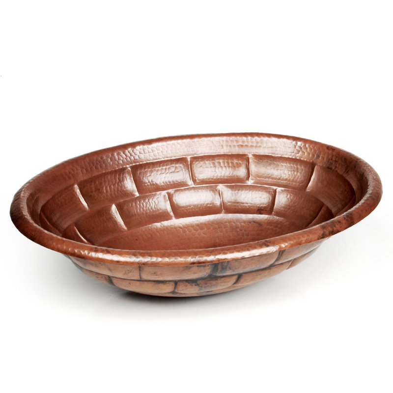 D'Vontz Copper Bathroom Sinks 14'' Metal Oval Bathroom Sink, Shiny Copper, Rolled