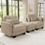 Canapé d'angle modulaire moderne 2 places, couleur camel chenille, avec pouf